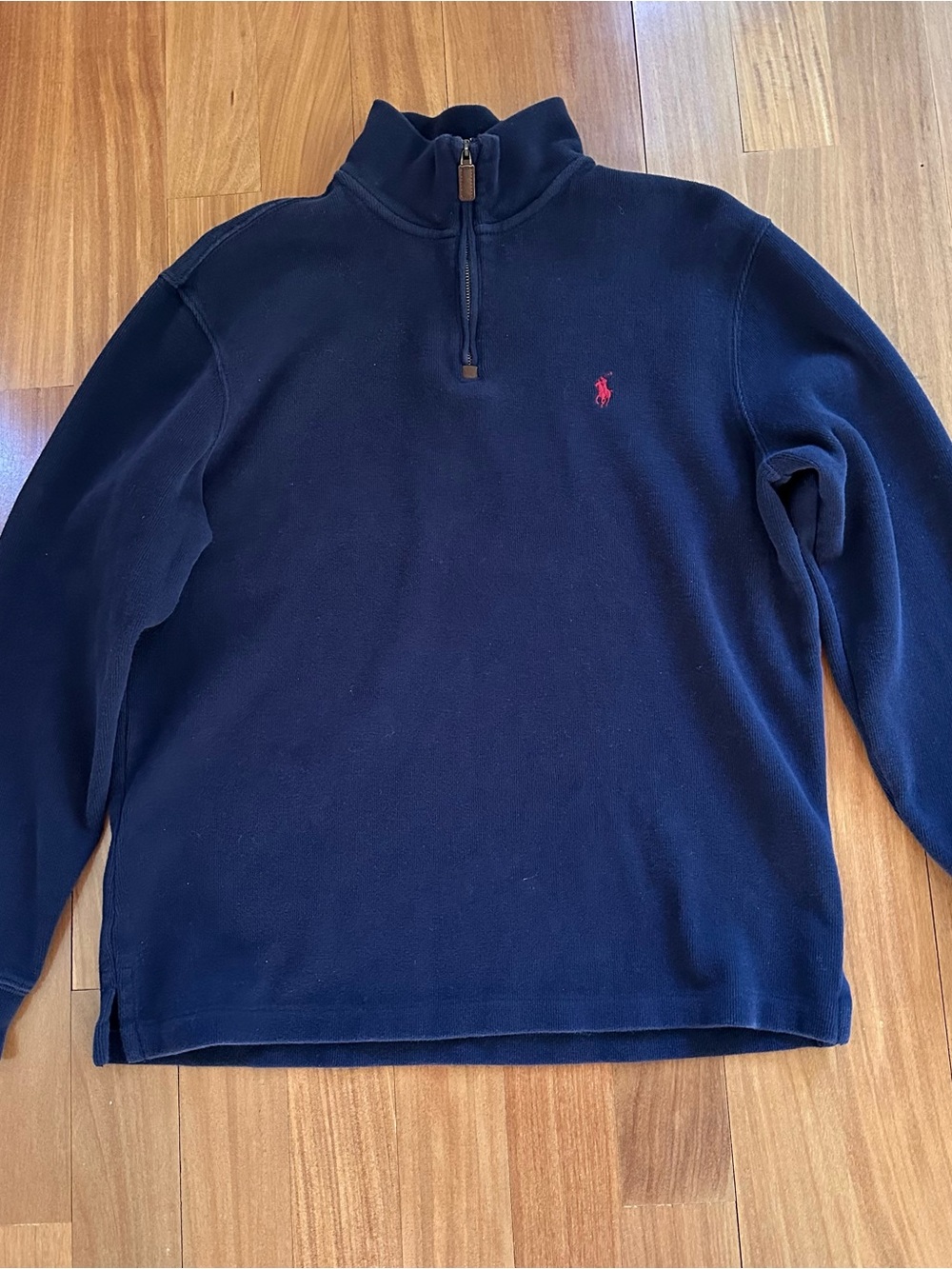 Ralph Lauren Navy Quarter-Zip Sweatshirt with Red Pony